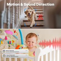 Caméra de sécurité WiFi Tuya Smart Home pour bébé et animal de compagnie avec écran LCD 4,5 pouces, zoom PTZ, capteur de température et berceuses