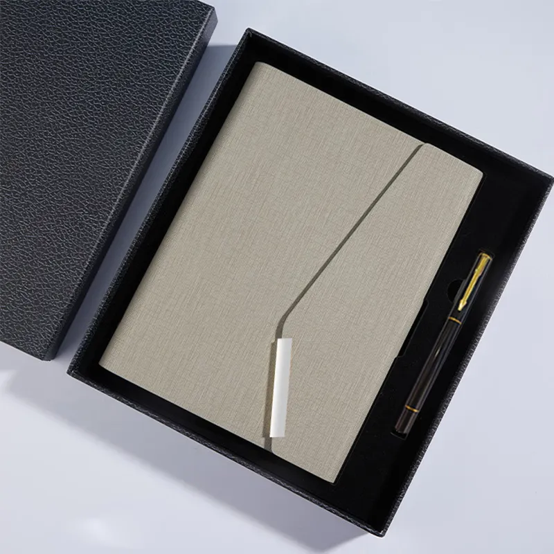 New High Quality A5 Threefold Loose-leaf Notebook Pu Leather Business Binder Notebook Planner Custom Logo Gift Set