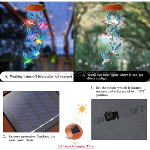 Campanas de Viento Solares con Forma de Colibrí, Luz Móvil Solar que Cambia de Color, Decoración para Exteriores, Regalos - Product Image 6