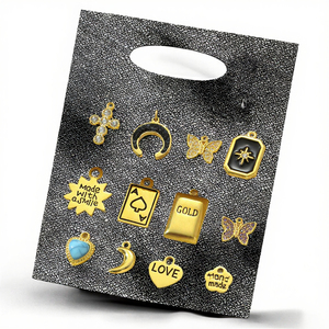 Pendentifs et Breloques de Mode Vintage en Acier Inoxydable Plaqué Or 18K pour Femme, avec Zircon, Motifs Carré, Croix, Papillon, Lune, Amour - Product Image 3
