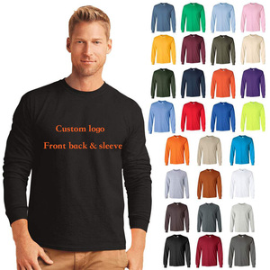 Custom t <span class=keywords><strong>Shirt</strong></span> Mistura De Poliéster De Algodão T-<span class=keywords><strong>shirt</strong></span> De Manga Longa Dos Homens Impressão Personalizada Manga Completa Camisa Preta t para Homens - Product Image 1