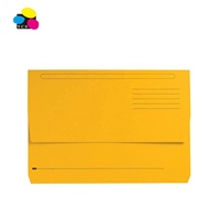 Cartera de Documentos Expandible de Papel Ecológico Rígido Amarillo de Buena Calidad con Tres Colores de Piedra, Personalizable, con Solapa de Media Profundidad