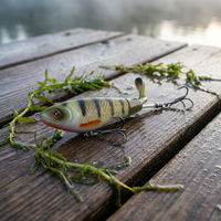 Leurre Artificiel Rotatif 90mm 15g Flexible Whopper Plopper Leurre Dur Propulsé pour Pêche en Surface, pour Achigan, Redfish et Pêche en Rivière