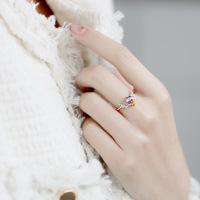 Bague Niche S925 en argent avec améthyste naturelle pour femme, style rétro, forme géométrique, bijoux fins en argent pour dîner de gala