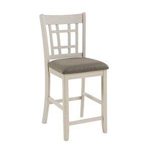 26 Inch Counter Height <b>Adjustable</b> Chair Set of 2 Modern Design Antique White and Brown Finish Home <b>Bar</b> & Hotel Dining - Product Image 1