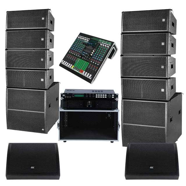 Wholesale Dual 10 Inch Line Array Neodymium Speakers PA System Set 21 Inch Subwoofer 1200W Amplifier Monitor Hi-Res Audio