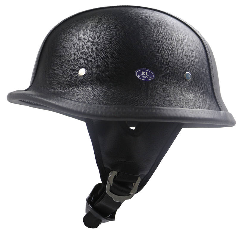 Casque Fermeture Rapide Casque Moto Ouvert Vintage Allemand - Style Rétro Harley | Taille XL Coque ABS Légère Casque Allemand