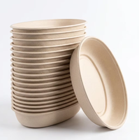 Bol ovale jetable en bagasse de canne à sucre de 850 ml, compatible micro-ondes, écologique, pour salade, idéal pour les fêtes - Meilleures ventes