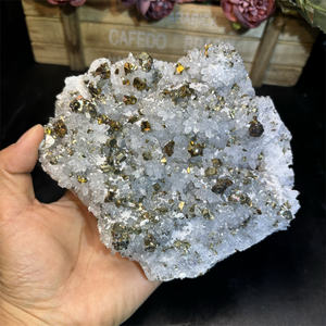 Commercio all'ingrosso pietra preziosa grezza artigianato di cristallo <span class=keywords><strong>pirite</strong></span> e quarzo simbiotico esemplare per <span class=keywords><strong>la</strong></span> decorazione - Product Image 1