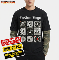 T-shirt Homme Streetwear Personnalisé avec Logo Graphique Camouflage 2-en-1 Superposé, Coton Lourd, Manches Longues, Effet Usé et Délavé