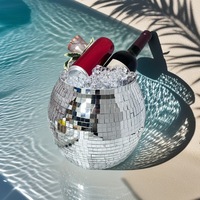 Boule disco en verre miroir, pot de fleurs, décoration de fête, seau à glace rond, décoration disco pour la maison