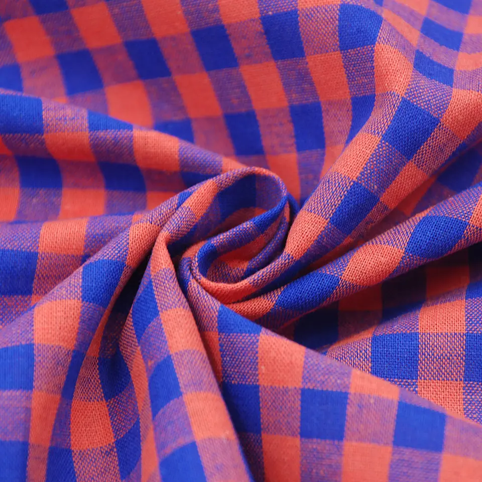 Produttori di rotoli di fornitori di porcellana di vendita calda plaid colorato a quadretti 30% lino 70% tessuto di cotone per camicia