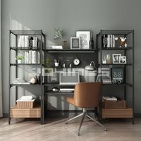 Organisateur de bureau pour ordinateur avec étagères en acier au carbone, panneau perforé, tiroirs, crochets et étagères