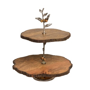 Bandeja de madera de 2 niveles para servir frutas secas de lujo para cupcakes, soporte para postres de frutas, granja, fiesta, boda, decoración del hogar - Product Image 1