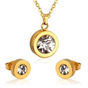 Asonsteel Stereoscopic Round Zircon Circle Pendant Necklace Earrings Brand <b>Women</b> <b>Jewelry</b> <b>Set</b> - Product Image 1