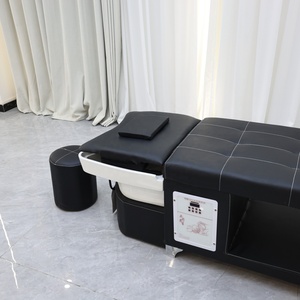 Sillón de Champú Profesional Moderno para Salón con Lavabo de Plástico, Cubierta de Cuero PU, Reposapiés Fijo, Equipo de Spa para Uso Comercial - Product Image 3