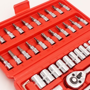 Ensemble d'outils de réparation automobile combinés 46 pièces, clés à cliquet et douilles en acier au chrome-vanadium, emballage en boîte couleur, lot de têtes SNJUE - Product Image 1