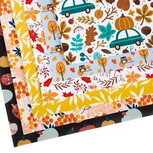 Rouleaux d'emballage en papier d'art écologique double face enduit, recyclables, imprimés numériquement avec motifs personnalisés Feuilles d'automne, Hiboux, Acorns, Voitures - Product Image 5