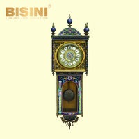 Horloge de grand-père cloisonnée de luxe, plaquée or, classique, motifs floraux exquis, horloge de sol en émail