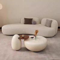 Canapé Courbé Blanc Style Nordique Wabi Sabi, Mobilier de Luxe pour Salon, Extensible, Capitonnage et Fonction Inclinable, Idéal Appartement, Hôtel, Villa