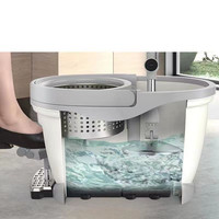Serpillère rotative 360° en acier inoxydable pour nettoyage des sols domestiques, avec manche télescopique, capacité 7L, 2 têtes de serpillère incluses