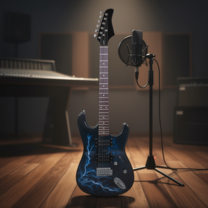 Guitarra Eléctrica con Diseño de Rayo, Mástil de Arce de 6 Cuerdas, Pastilla S-S-S, Acabado Pintado, Incluye Correa, Funda, Púas, para Mu - Product Image 2