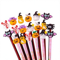 Set Penutup Pulpen Dekoratif 3D PVC Cetak Digital Halloween dan Natal Kreatif, Lucu, Kartun, Mini, Lembut, Pulpen Gel