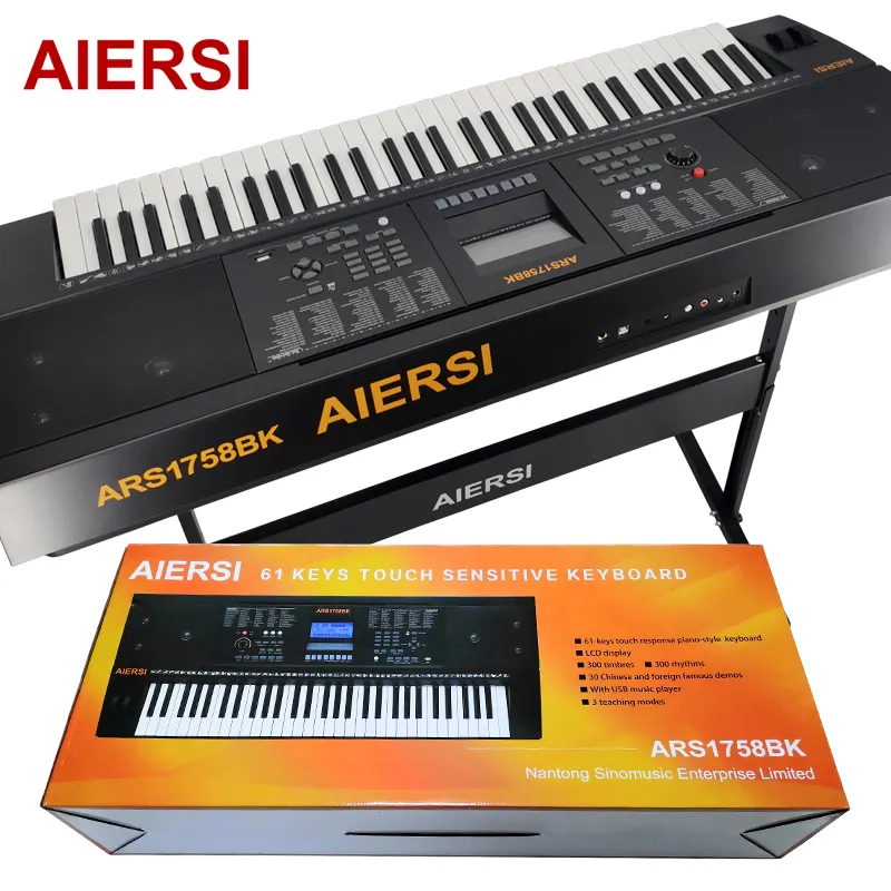 Dijual merek profesional 61 kunci Organ elektronik dengan dua katrol Keyboard piano desktop alat musik