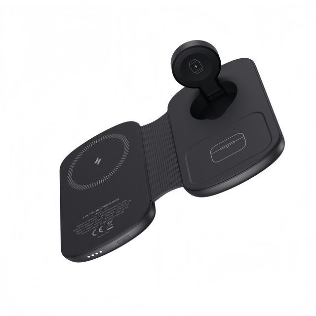22.5W Super Fast Charging 3-in-1 Magnetic Power Bank Foldable Silicone Hub for iPhone 17 IWatch AirPods