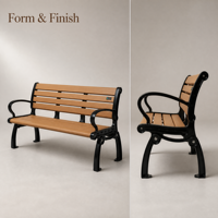 Banc de jardin robuste pour extérieur, patio, espace public, résistant aux intempéries, sans entretien, antirouille, design contemporain à lattes