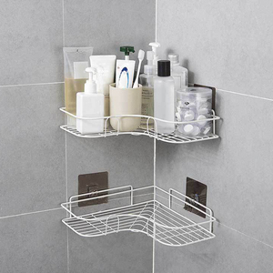 1Pc Iron Bathroom <b>Shelf</b> Shower Caddy <b>Wall</b> <b>Mount</b> Shampoo Storage <b>Shelves</b> with Suction Cup Kitchen Organizer Bathroom Accessories - Product Image 2