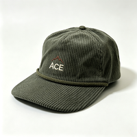 Casquette de baseball en velours côtelé personnalisée avec broderie, unisexe, souple, 6 panneaux, style vintage rétro, logo ACE Mountain, boucle réglable