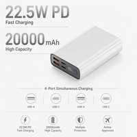 Power Bank Personalizzato con Logo, 22.5W Ricarica Rapida PD, 20000mAh, Portatile Sottile USB-C, Powerbank 10000mAh per Telefono