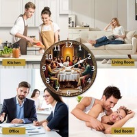 Jam Dinding Kayu Tema Religius Perjamuan Terakhir, Jam Dinding Tanpa Suara, Dekorasi Rumah Spiritual untuk Ruang Tamu dan Kamar Tidur