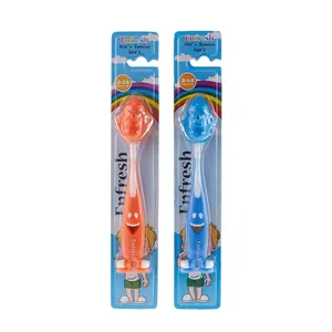 Wholesale custom logo protect gums soft bristle plastic kids toothbrush with suction cup