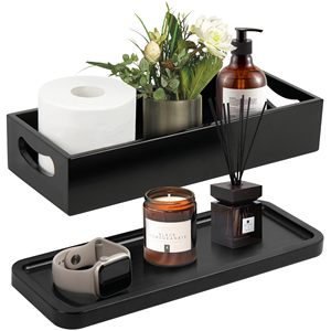 Bagno Organizer legno supporto <span class=keywords><strong>Shampoo</strong></span> vassoio soggiorno cucina ufficio flusso di legno massello galleggiante mensola a muro - Product Image 1