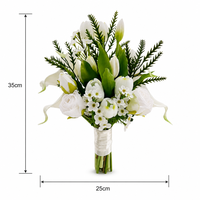 Bouquet de mariée artificiel blanc, tulipes, roses, lys Calla, fleurs artificielles mélangées, bouquet de mariage à tenir en main pour la mariée, cérémonie, séance photo