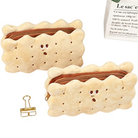 Estuche de Lápices de Felpa con Forma de Galleta de Sándwich, Estuche de Papelería de Felpa Suave para Niñas, Niños, Estudiantes, Oficina, Almacenamiento Escolar
