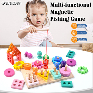 Học hình dạng hình học phù hợp với khối xây dựng cột phù hợp với câu đố ghép hình trò chơi não bé <span class=keywords><strong>1</strong></span> tuổi với đồ chơi câu cá - Product Image 2