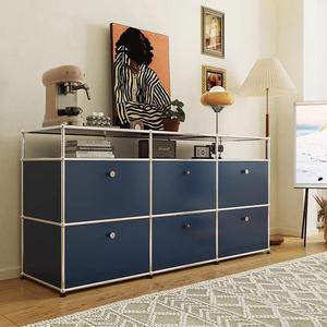 Buffet USM d'occasion en acier inoxydable, armoire modulaire domestique, meuble TV combiné, rangement compact et - Product Image 5