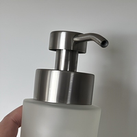 Bouteille pompe à mousse en verre givré transparent de luxe 350 ml, 44 dents, vide, pour savon liquide et désinfectant pour les mains