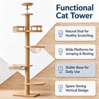 Arbre à chat multi-niveaux avec condo, capsule transparente, hamac en peluche amovible – Mobilier de jeu stable et sûr pour chats