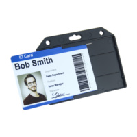 Porte-badge rigide horizontal en ABS à prix raisonnable, avec fente latérale pour carte, durable, pour lanières, vente en gros, OEM, ODM, direct usine