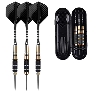 Lot de 3 fléchettes à pointe tungstène de 23g pour enfants, avec tiges en aluminium, 9 ailettes, 50 anneaux anti-éventail, 12 anneaux à ressort et aiguiseur de sécurité - Product Image 1