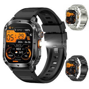 Montre intelligente de sport en plein air AK80, bracelet en silicone et en acier en <span class=keywords><strong>option</strong></span>, étanche IP68, suivi des données de santé toute la journée, montre intelligente Bluetooth - Product Image 1