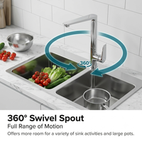 Robinet de cuisine noir mat monotrou à col long, mitigeur chaud/froid à arc élevé, moderne et durable