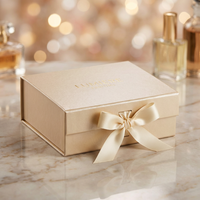 Boîte magnétique rigide personnalisée avec logo et fermeture à ruban en soie pour cadeau de mariage, matériau recyclable, boîte pliante pour parfum, soins de la peau, anniversaire