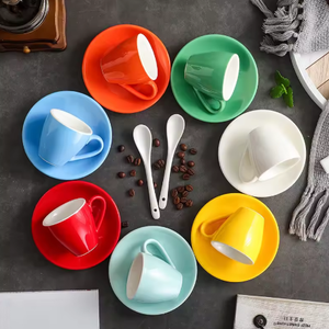 Professional Modern 80ML Ceramic Porcelain Eco-Friendly Microwave Safe Dishwasher Safe Coffee Cup Saucer New Design Home - Product Image 1