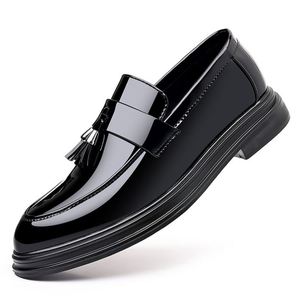 Chaussures habillées et décontractées pour hommes, Oxfords noirs, formelles, en PU, semelle souple, fermeture à bouton, élégantes pour mariage et marié - Product Image 5