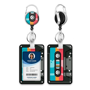 Cross-border recorder carabiner badge scroll keychain polyester detachable lanyard card holder double-sided UV printing in stock - Product Image 5